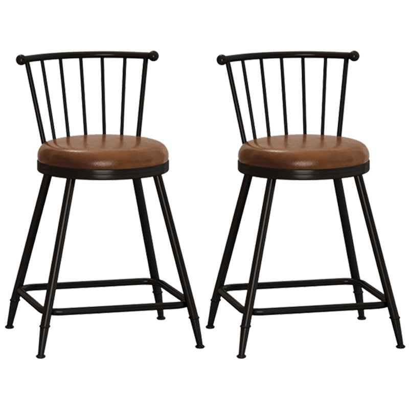 Modern Armless Backrest Counter Stool Steel Milk Tea Shop Bar Stool with Leather Cushion Coffee 2 Piece Set Short Stool(22"H) Clearhalo 'Bar Furniture' 'Bar Stools' 'bar_stools' 'furn' 'furn_bar_stools' 'furniture_bar_stools' 'Kitchen & Dining Furniture' 'kitchen&dining_furn' 'kitchen' 'kitchen_furn' Furniture' 4452504