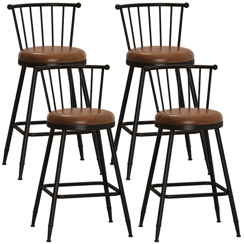 Modern Armless Backrest Counter Stool Steel Milk Tea Shop Bar Stool with Leather Cushion Coffee 4 Piece Set Counter Stool(26"H) Clearhalo 'Bar Furniture' 'Bar Stools' 'bar_stools' 'furn' 'furn_bar_stools' 'furniture_bar_stools' 'Kitchen & Dining Furniture' 'kitchen&dining_furn' 'kitchen' 'kitchen_furn' Furniture' 4452505