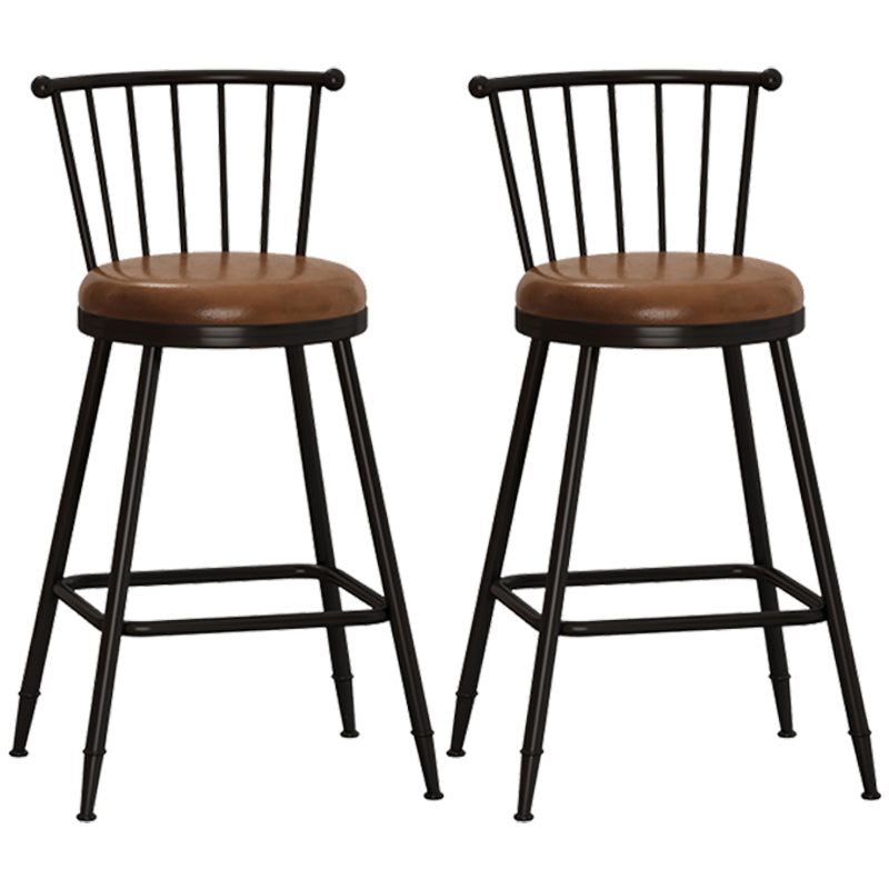 Modern Armless Backrest Counter Stool Steel Milk Tea Shop Bar Stool with Leather Cushion Coffee 2 Piece Set Counter Stool(26"H) Clearhalo 'Bar Furniture' 'Bar Stools' 'bar_stools' 'furn' 'furn_bar_stools' 'furniture_bar_stools' 'Kitchen & Dining Furniture' 'kitchen&dining_furn' 'kitchen' 'kitchen_furn' Furniture' 4452507
