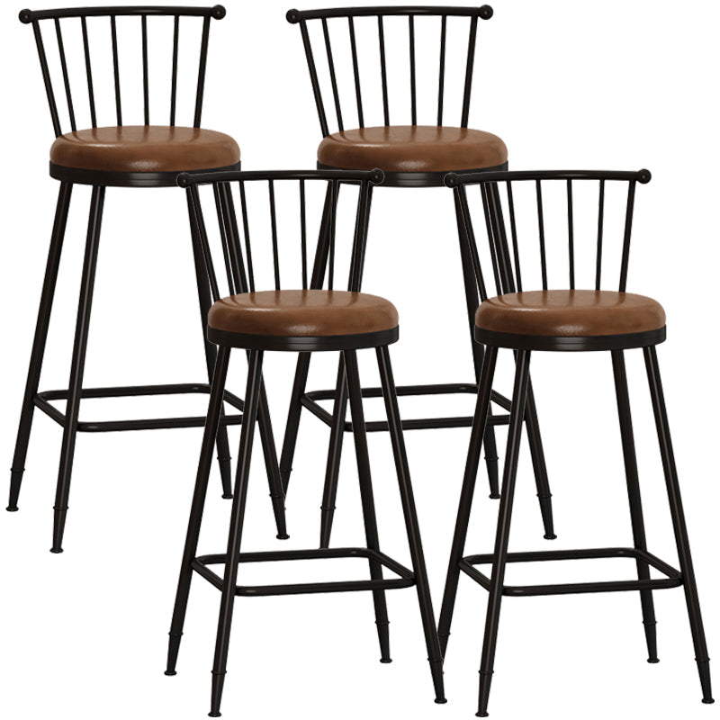 Modern Armless Backrest Counter Stool Steel Milk Tea Shop Bar Stool with Leather Cushion Coffee 4 Piece Set Bar Stool(30"H) Clearhalo 'Bar Furniture' 'Bar Stools' 'bar_stools' 'furn' 'furn_bar_stools' 'furniture_bar_stools' 'Kitchen & Dining Furniture' 'kitchen&dining_furn' 'kitchen' 'kitchen_furn' Furniture' 4452508