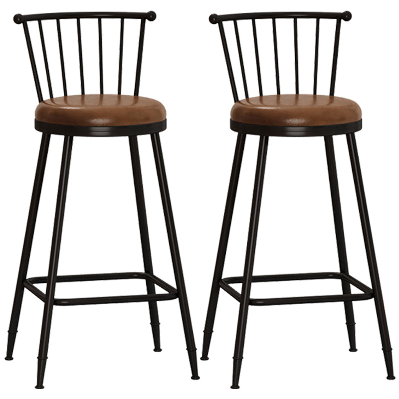 Modern Armless Backrest Counter Stool Steel Milk Tea Shop Bar Stool with Leather Cushion Coffee 2 Piece Set Bar Stool(30"H) Clearhalo 'Bar Furniture' 'Bar Stools' 'bar_stools' 'furn' 'furn_bar_stools' 'furniture_bar_stools' 'Kitchen & Dining Furniture' 'kitchen&dining_furn' 'kitchen' 'kitchen_furn' Furniture' 4452510