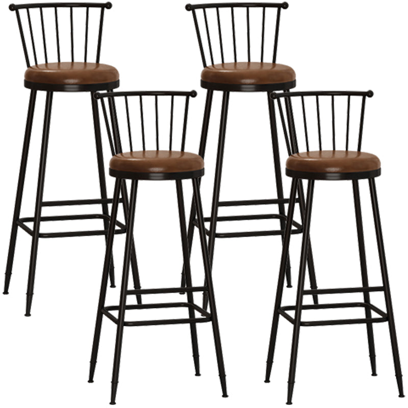 Modern Armless Backrest Counter Stool Steel Milk Tea Shop Bar Stool with Leather Cushion Coffee 4 Piece Set Bar Stool(33"H) Clearhalo 'Bar Furniture' 'Bar Stools' 'bar_stools' 'furn' 'furn_bar_stools' 'furniture_bar_stools' 'Kitchen & Dining Furniture' 'kitchen&dining_furn' 'kitchen' 'kitchen_furn' Furniture' 4452511