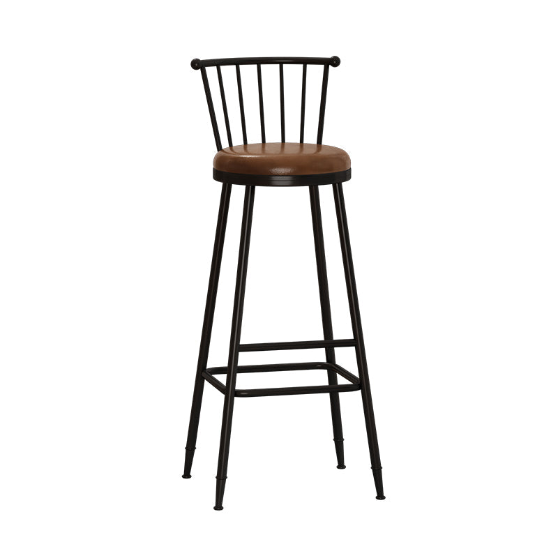 Modern Armless Backrest Counter Stool Steel Milk Tea Shop Bar Stool with Leather Cushion Coffee 1 Piece Bar Stool(33"H) Clearhalo 'Bar Furniture' 'Bar Stools' 'bar_stools' 'furn' 'furn_bar_stools' 'furniture_bar_stools' 'Kitchen & Dining Furniture' 'kitchen&dining_furn' 'kitchen' 'kitchen_furn' Furniture' 4452512