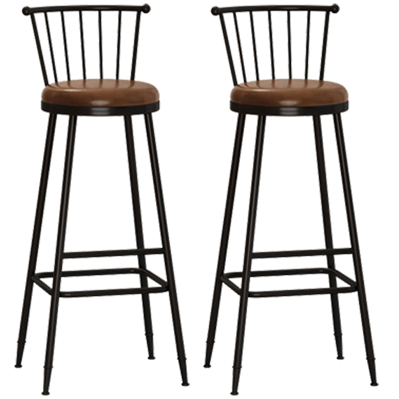 Modern Armless Backrest Counter Stool Steel Milk Tea Shop Bar Stool with Leather Cushion Coffee 2 Piece Set Bar Stool(33"H) Clearhalo 'Bar Furniture' 'Bar Stools' 'bar_stools' 'furn' 'furn_bar_stools' 'furniture_bar_stools' 'Kitchen & Dining Furniture' 'kitchen&dining_furn' 'kitchen' 'kitchen_furn' Furniture' 4452513