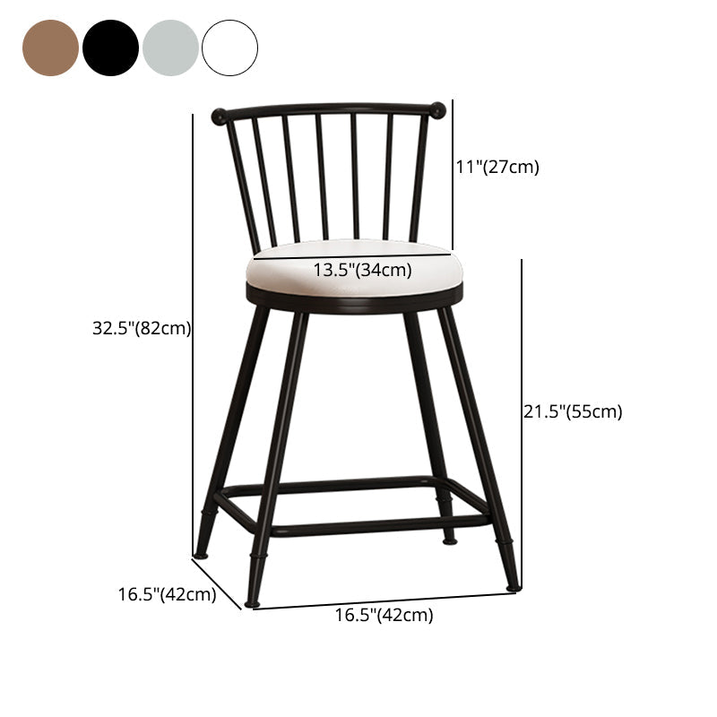 Modern Armless Backrest Counter Stool Steel Milk Tea Shop Bar Stool with Leather Cushion Clearhalo 'Bar Furniture' 'Bar Stools' 'bar_stools' 'furn' 'furn_bar_stools' 'furniture_bar_stools' 'Kitchen & Dining Furniture' 'kitchen&dining_furn' 'kitchen' 'kitchen_furn' Furniture' 4452515