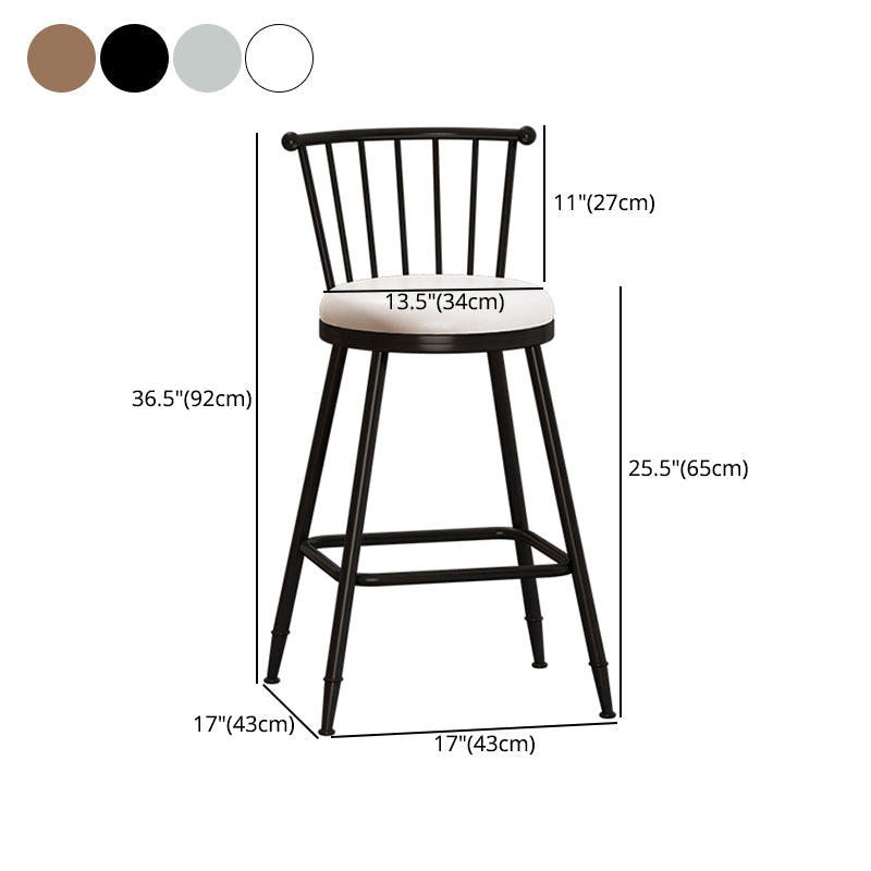 Modern Armless Backrest Counter Stool Steel Milk Tea Shop Bar Stool with Leather Cushion Clearhalo 'Bar Furniture' 'Bar Stools' 'bar_stools' 'furn' 'furn_bar_stools' 'furniture_bar_stools' 'Kitchen & Dining Furniture' 'kitchen&dining_furn' 'kitchen' 'kitchen_furn' Furniture' 4452516