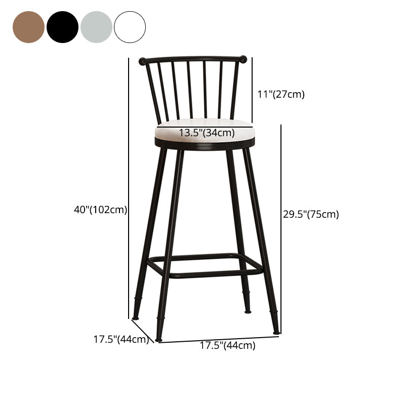 Modern Armless Backrest Counter Stool Steel Milk Tea Shop Bar Stool with Leather Cushion Clearhalo 'Bar Furniture' 'Bar Stools' 'bar_stools' 'furn' 'furn_bar_stools' 'furniture_bar_stools' 'Kitchen & Dining Furniture' 'kitchen&dining_furn' 'kitchen' 'kitchen_furn' Furniture' 4452517