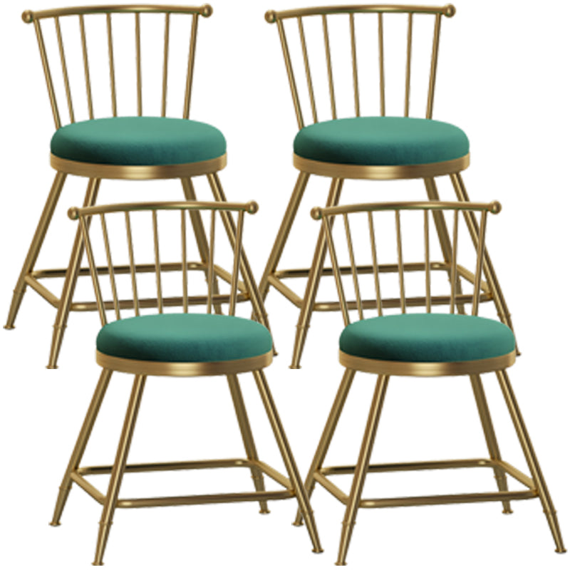 Glam Armless Backrest Counter Stool Steel Milk Tea Shop Bar Stool with Velvet Cushion Green 4 Piece Set Short Stool(18"H) Clearhalo 'Bar Furniture' 'Bar Stools' 'bar_stools' 'furn' 'furn_bar_stools' 'furniture_bar_stools' 'Kitchen & Dining Furniture' 'kitchen&dining_furn' 'kitchen' 'kitchen_furn' Furniture' 4452520