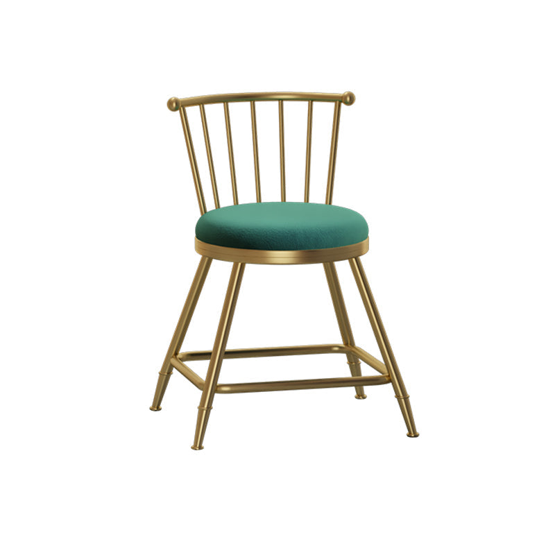 Glam Armless Backrest Counter Stool Steel Milk Tea Shop Bar Stool with Velvet Cushion Green 1 Piece Short Stool(18"H) Clearhalo 'Bar Furniture' 'Bar Stools' 'bar_stools' 'furn' 'furn_bar_stools' 'furniture_bar_stools' 'Kitchen & Dining Furniture' 'kitchen&dining_furn' 'kitchen' 'kitchen_furn' Furniture' 4452521