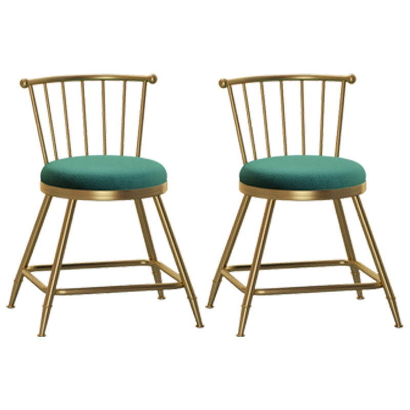 Glam Armless Backrest Counter Stool Steel Milk Tea Shop Bar Stool with Velvet Cushion Green 2 Piece Set Short Stool(18"H) Clearhalo 'Bar Furniture' 'Bar Stools' 'bar_stools' 'furn' 'furn_bar_stools' 'furniture_bar_stools' 'Kitchen & Dining Furniture' 'kitchen&dining_furn' 'kitchen' 'kitchen_furn' Furniture' 4452523