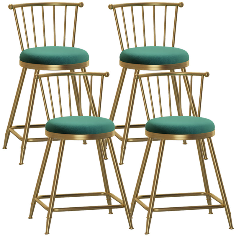 Glam Armless Backrest Counter Stool Steel Milk Tea Shop Bar Stool with Velvet Cushion Green 4 Piece Set Short Stool(22"H) Clearhalo 'Bar Furniture' 'Bar Stools' 'bar_stools' 'furn' 'furn_bar_stools' 'furniture_bar_stools' 'Kitchen & Dining Furniture' 'kitchen&dining_furn' 'kitchen' 'kitchen_furn' Furniture' 4452525