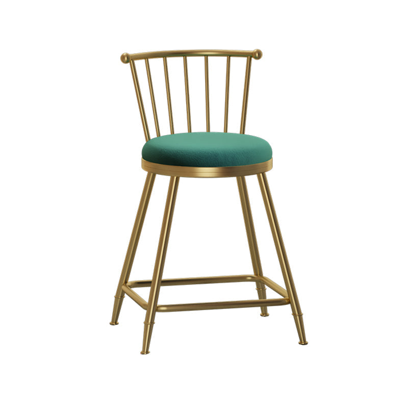 Glam Armless Backrest Counter Stool Steel Milk Tea Shop Bar Stool with Velvet Cushion Green 1 Piece Short Stool(22"H) Clearhalo 'Bar Furniture' 'Bar Stools' 'bar_stools' 'furn' 'furn_bar_stools' 'furniture_bar_stools' 'Kitchen & Dining Furniture' 'kitchen&dining_furn' 'kitchen' 'kitchen_furn' Furniture' 4452527