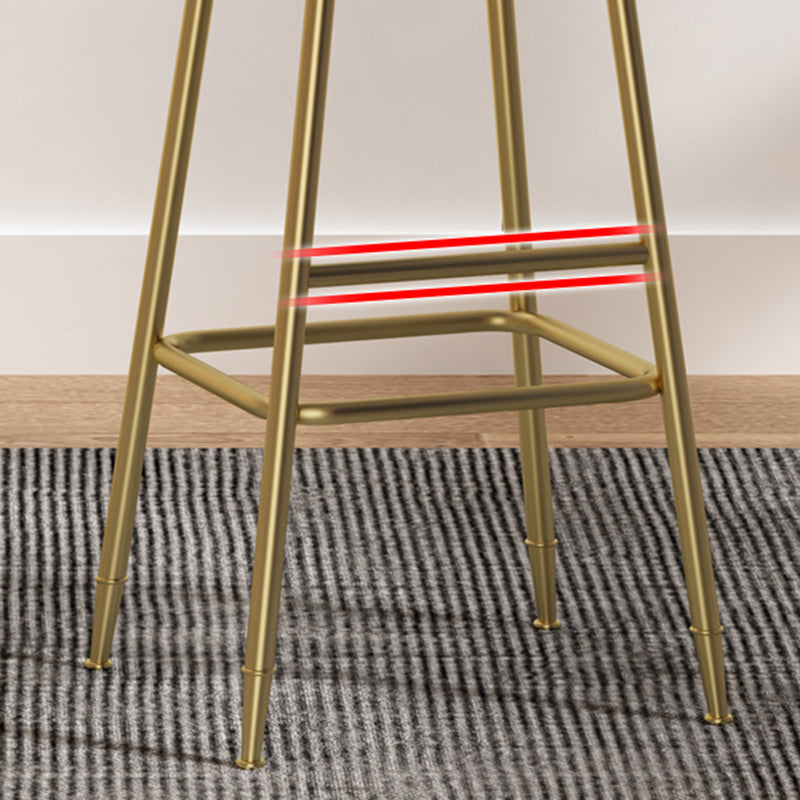 Glam Armless Backrest Counter Stool Steel Milk Tea Shop Bar Stool with Velvet Cushion Clearhalo 'Bar Furniture' 'Bar Stools' 'bar_stools' 'furn' 'furn_bar_stools' 'furniture_bar_stools' 'Kitchen & Dining Furniture' 'kitchen&dining_furn' 'kitchen' 'kitchen_furn' Furniture' 4452529