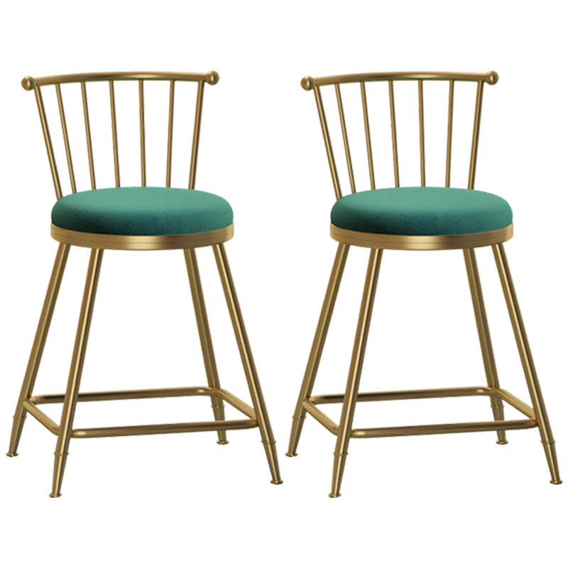 Glam Armless Backrest Counter Stool Steel Milk Tea Shop Bar Stool with Velvet Cushion Green 2 Piece Set Short Stool(22"H) Clearhalo 'Bar Furniture' 'Bar Stools' 'bar_stools' 'furn' 'furn_bar_stools' 'furniture_bar_stools' 'Kitchen & Dining Furniture' 'kitchen&dining_furn' 'kitchen' 'kitchen_furn' Furniture' 4452530