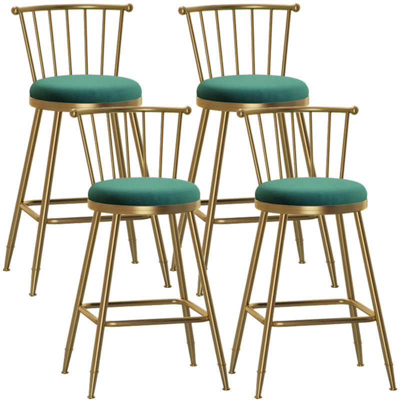 Glam Armless Backrest Counter Stool Steel Milk Tea Shop Bar Stool with Velvet Cushion Green 4 Piece Set Counter Stool(26"H) Clearhalo 'Bar Furniture' 'Bar Stools' 'bar_stools' 'furn' 'furn_bar_stools' 'furniture_bar_stools' 'Kitchen & Dining Furniture' 'kitchen&dining_furn' 'kitchen' 'kitchen_furn' Furniture' 4452532