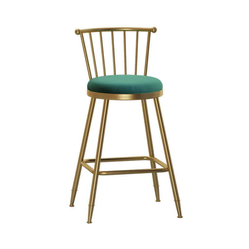 Glam Armless Backrest Counter Stool Steel Milk Tea Shop Bar Stool with Velvet Cushion Green 1 Piece Counter Stool(26"H) Clearhalo 'Bar Furniture' 'Bar Stools' 'bar_stools' 'furn' 'furn_bar_stools' 'furniture_bar_stools' 'Kitchen & Dining Furniture' 'kitchen&dining_furn' 'kitchen' 'kitchen_furn' Furniture' 4452533
