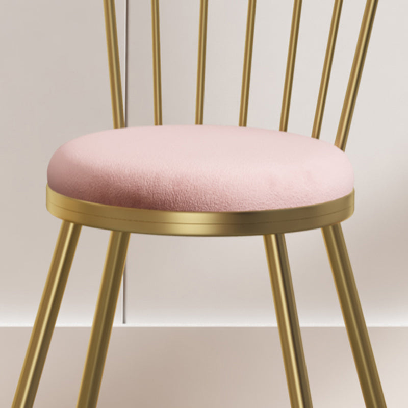 Glam Armless Backrest Counter Stool Steel Milk Tea Shop Bar Stool with Velvet Cushion Clearhalo 'Bar Furniture' 'Bar Stools' 'bar_stools' 'furn' 'furn_bar_stools' 'furniture_bar_stools' 'Kitchen & Dining Furniture' 'kitchen&dining_furn' 'kitchen' 'kitchen_furn' Furniture' 4452535
