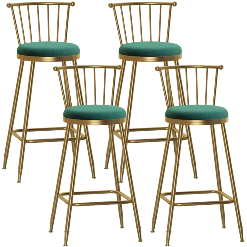 Glam Armless Backrest Counter Stool Steel Milk Tea Shop Bar Stool with Velvet Cushion Green 4 Piece Set Bar Stool(30"H) Clearhalo 'Bar Furniture' 'Bar Stools' 'bar_stools' 'furn' 'furn_bar_stools' 'furniture_bar_stools' 'Kitchen & Dining Furniture' 'kitchen&dining_furn' 'kitchen' 'kitchen_furn' Furniture' 4452537