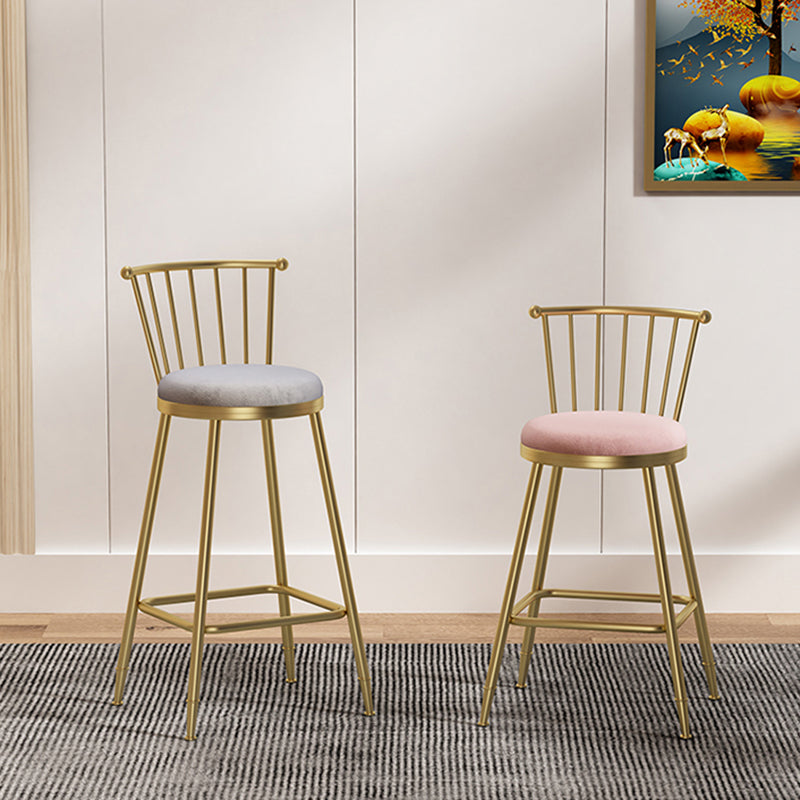 Glam Armless Backrest Counter Stool Steel Milk Tea Shop Bar Stool with Velvet Cushion Clearhalo 'Bar Furniture' 'Bar Stools' 'bar_stools' 'furn' 'furn_bar_stools' 'furniture_bar_stools' 'Kitchen & Dining Furniture' 'kitchen&dining_furn' 'kitchen' 'kitchen_furn' Furniture' 4452539