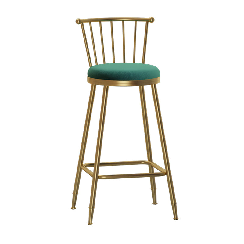 Glam Armless Backrest Counter Stool Steel Milk Tea Shop Bar Stool with Velvet Cushion Green 1 Piece Bar Stool(30"H) Clearhalo 'Bar Furniture' 'Bar Stools' 'bar_stools' 'furn' 'furn_bar_stools' 'furniture_bar_stools' 'Kitchen & Dining Furniture' 'kitchen&dining_furn' 'kitchen' 'kitchen_furn' Furniture' 4452540