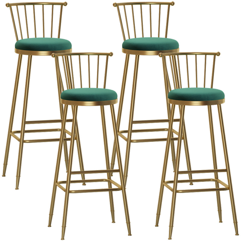 Glam Armless Backrest Counter Stool Steel Milk Tea Shop Bar Stool with Velvet Cushion Green 4 Piece Set Bar Stool(33"H) Clearhalo 'Bar Furniture' 'Bar Stools' 'bar_stools' 'furn' 'furn_bar_stools' 'furniture_bar_stools' 'Kitchen & Dining Furniture' 'kitchen&dining_furn' 'kitchen' 'kitchen_furn' Furniture' 4452542