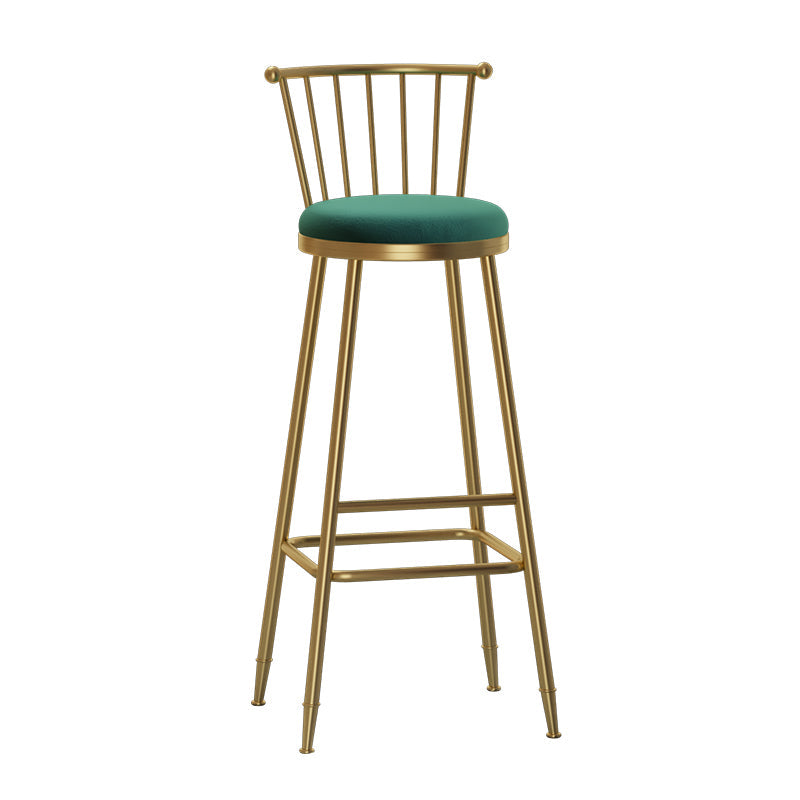 Glam Armless Backrest Counter Stool Steel Milk Tea Shop Bar Stool with Velvet Cushion Green 1 Piece Bar Stool(33"H) Clearhalo 'Bar Furniture' 'Bar Stools' 'bar_stools' 'furn' 'furn_bar_stools' 'furniture_bar_stools' 'Kitchen & Dining Furniture' 'kitchen&dining_furn' 'kitchen' 'kitchen_furn' Furniture' 4452543