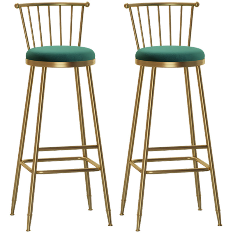 Glam Armless Backrest Counter Stool Steel Milk Tea Shop Bar Stool with Velvet Cushion Green 2 Piece Set Bar Stool(33"H) Clearhalo 'Bar Furniture' 'Bar Stools' 'bar_stools' 'furn' 'furn_bar_stools' 'furniture_bar_stools' 'Kitchen & Dining Furniture' 'kitchen&dining_furn' 'kitchen' 'kitchen_furn' Furniture' 4452544