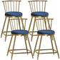 Glam Armless Backrest Counter Stool Steel Milk Tea Shop Bar Stool with Velvet Cushion Blue 4 Piece Set Short Stool(22"H) Clearhalo 'Bar Furniture' 'Bar Stools' 'bar_stools' 'furn' 'furn_bar_stools' 'furniture_bar_stools' 'Kitchen & Dining Furniture' 'kitchen&dining_furn' 'kitchen' 'kitchen_furn' Furniture' 4452548