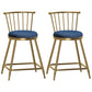Glam Armless Backrest Counter Stool Steel Milk Tea Shop Bar Stool with Velvet Cushion Blue 2 Piece Set Short Stool(22"H) Clearhalo 'Bar Furniture' 'Bar Stools' 'bar_stools' 'furn' 'furn_bar_stools' 'furniture_bar_stools' 'Kitchen & Dining Furniture' 'kitchen&dining_furn' 'kitchen' 'kitchen_furn' Furniture' 4452550