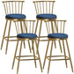 Glam Armless Backrest Counter Stool Steel Milk Tea Shop Bar Stool with Velvet Cushion Blue 4 Piece Set Counter Stool(26"H) Clearhalo 'Bar Furniture' 'Bar Stools' 'bar_stools' 'furn' 'furn_bar_stools' 'furniture_bar_stools' 'Kitchen & Dining Furniture' 'kitchen&dining_furn' 'kitchen' 'kitchen_furn' Furniture' 4452551