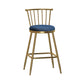 Glam Armless Backrest Counter Stool Steel Milk Tea Shop Bar Stool with Velvet Cushion Blue 1 Piece Counter Stool(26"H) Clearhalo 'Bar Furniture' 'Bar Stools' 'bar_stools' 'furn' 'furn_bar_stools' 'furniture_bar_stools' 'Kitchen & Dining Furniture' 'kitchen&dining_furn' 'kitchen' 'kitchen_furn' Furniture' 4452552
