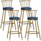 Glam Armless Backrest Counter Stool Steel Milk Tea Shop Bar Stool with Velvet Cushion Blue 4 Piece Set Bar Stool(30"H) Clearhalo 'Bar Furniture' 'Bar Stools' 'bar_stools' 'furn' 'furn_bar_stools' 'furniture_bar_stools' 'Kitchen & Dining Furniture' 'kitchen&dining_furn' 'kitchen' 'kitchen_furn' Furniture' 4452554