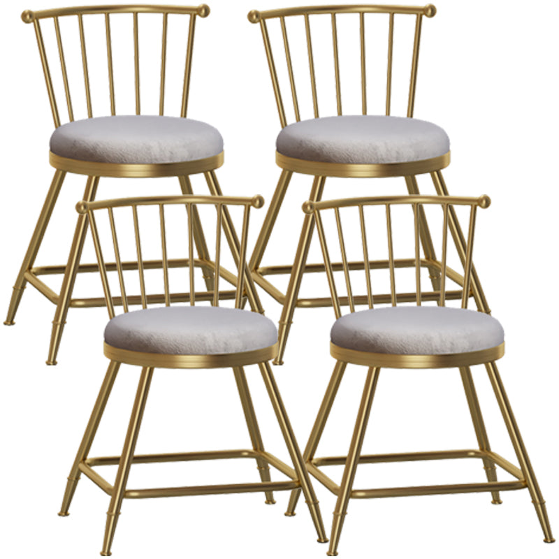Glam Armless Backrest Counter Stool Steel Milk Tea Shop Bar Stool with Velvet Cushion Gray 4 Piece Set Short Stool(18"H) Clearhalo 'Bar Furniture' 'Bar Stools' 'bar_stools' 'furn' 'furn_bar_stools' 'furniture_bar_stools' 'Kitchen & Dining Furniture' 'kitchen&dining_furn' 'kitchen' 'kitchen_furn' Furniture' 4452560
