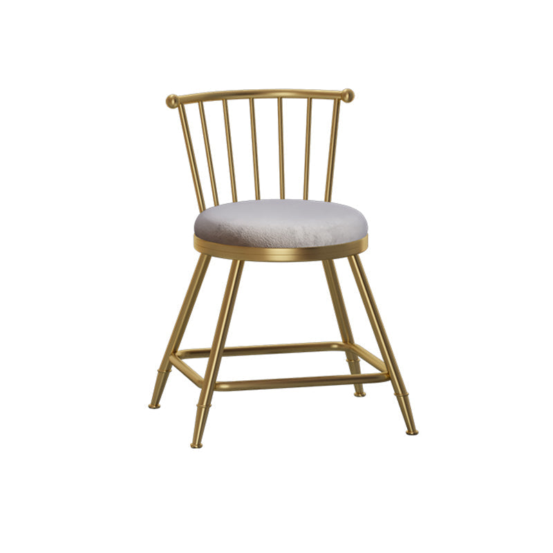 Glam Armless Backrest Counter Stool Steel Milk Tea Shop Bar Stool with Velvet Cushion Gray 1 Piece Short Stool(18"H) Clearhalo 'Bar Furniture' 'Bar Stools' 'bar_stools' 'furn' 'furn_bar_stools' 'furniture_bar_stools' 'Kitchen & Dining Furniture' 'kitchen&dining_furn' 'kitchen' 'kitchen_furn' Furniture' 4452561