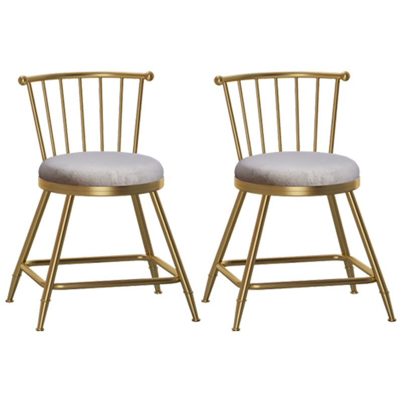 Glam Armless Backrest Counter Stool Steel Milk Tea Shop Bar Stool with Velvet Cushion Gray 2 Piece Set Short Stool(18"H) Clearhalo 'Bar Furniture' 'Bar Stools' 'bar_stools' 'furn' 'furn_bar_stools' 'furniture_bar_stools' 'Kitchen & Dining Furniture' 'kitchen&dining_furn' 'kitchen' 'kitchen_furn' Furniture' 4452562