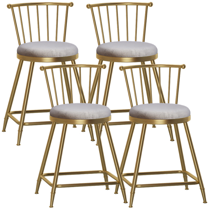 Glam Armless Backrest Counter Stool Steel Milk Tea Shop Bar Stool with Velvet Cushion Gray 4 Piece Set Short Stool(22"H) Clearhalo 'Bar Furniture' 'Bar Stools' 'bar_stools' 'furn' 'furn_bar_stools' 'furniture_bar_stools' 'Kitchen & Dining Furniture' 'kitchen&dining_furn' 'kitchen' 'kitchen_furn' Furniture' 4452563