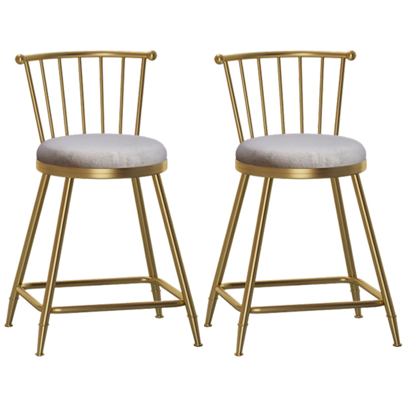 Glam Armless Backrest Counter Stool Steel Milk Tea Shop Bar Stool with Velvet Cushion Gray 2 Piece Set Short Stool(22"H) Clearhalo 'Bar Furniture' 'Bar Stools' 'bar_stools' 'furn' 'furn_bar_stools' 'furniture_bar_stools' 'Kitchen & Dining Furniture' 'kitchen&dining_furn' 'kitchen' 'kitchen_furn' Furniture' 4452565