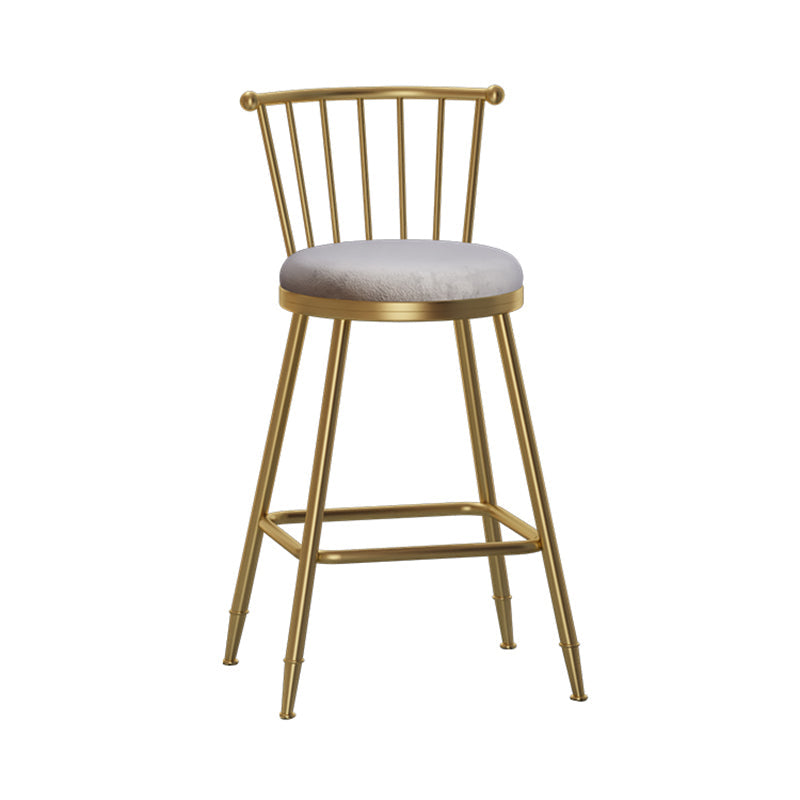 Glam Armless Backrest Counter Stool Steel Milk Tea Shop Bar Stool with Velvet Cushion Gray 1 Piece Counter Stool(26"H) Clearhalo 'Bar Furniture' 'Bar Stools' 'bar_stools' 'furn' 'furn_bar_stools' 'furniture_bar_stools' 'Kitchen & Dining Furniture' 'kitchen&dining_furn' 'kitchen' 'kitchen_furn' Furniture' 4452567