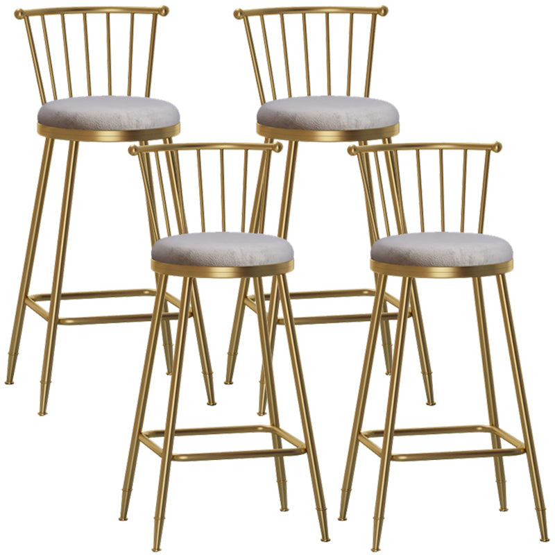 Glam Armless Backrest Counter Stool Steel Milk Tea Shop Bar Stool with Velvet Cushion Gray 4 Piece Set Bar Stool(30"H) Clearhalo 'Bar Furniture' 'Bar Stools' 'bar_stools' 'furn' 'furn_bar_stools' 'furniture_bar_stools' 'Kitchen & Dining Furniture' 'kitchen&dining_furn' 'kitchen' 'kitchen_furn' Furniture' 4452569