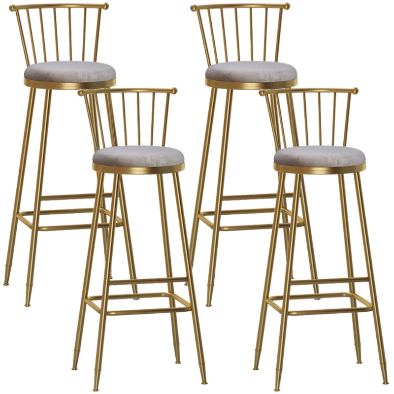 Glam Armless Backrest Counter Stool Steel Milk Tea Shop Bar Stool with Velvet Cushion Gray 4 Piece Set Bar Stool(33"H) Clearhalo 'Bar Furniture' 'Bar Stools' 'bar_stools' 'furn' 'furn_bar_stools' 'furniture_bar_stools' 'Kitchen & Dining Furniture' 'kitchen&dining_furn' 'kitchen' 'kitchen_furn' Furniture' 4452572