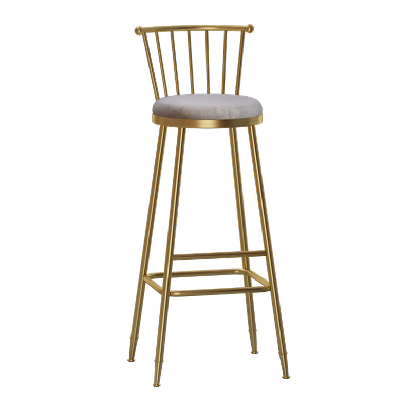Glam Armless Backrest Counter Stool Steel Milk Tea Shop Bar Stool with Velvet Cushion Gray 1 Piece Bar Stool(33"H) Clearhalo 'Bar Furniture' 'Bar Stools' 'bar_stools' 'furn' 'furn_bar_stools' 'furniture_bar_stools' 'Kitchen & Dining Furniture' 'kitchen&dining_furn' 'kitchen' 'kitchen_furn' Furniture' 4452573