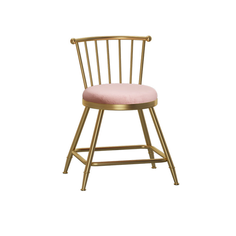 Glam Armless Backrest Counter Stool Steel Milk Tea Shop Bar Stool with Velvet Cushion Pink 1 Piece Short Stool(18"H) Clearhalo 'Bar Furniture' 'Bar Stools' 'bar_stools' 'furn' 'furn_bar_stools' 'furniture_bar_stools' 'Kitchen & Dining Furniture' 'kitchen&dining_furn' 'kitchen' 'kitchen_furn' Furniture' 4452576