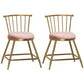 Glam Armless Backrest Counter Stool Steel Milk Tea Shop Bar Stool with Velvet Cushion Pink 2 Piece Set Short Stool(18"H) Clearhalo 'Bar Furniture' 'Bar Stools' 'bar_stools' 'furn' 'furn_bar_stools' 'furniture_bar_stools' 'Kitchen & Dining Furniture' 'kitchen&dining_furn' 'kitchen' 'kitchen_furn' Furniture' 4452577