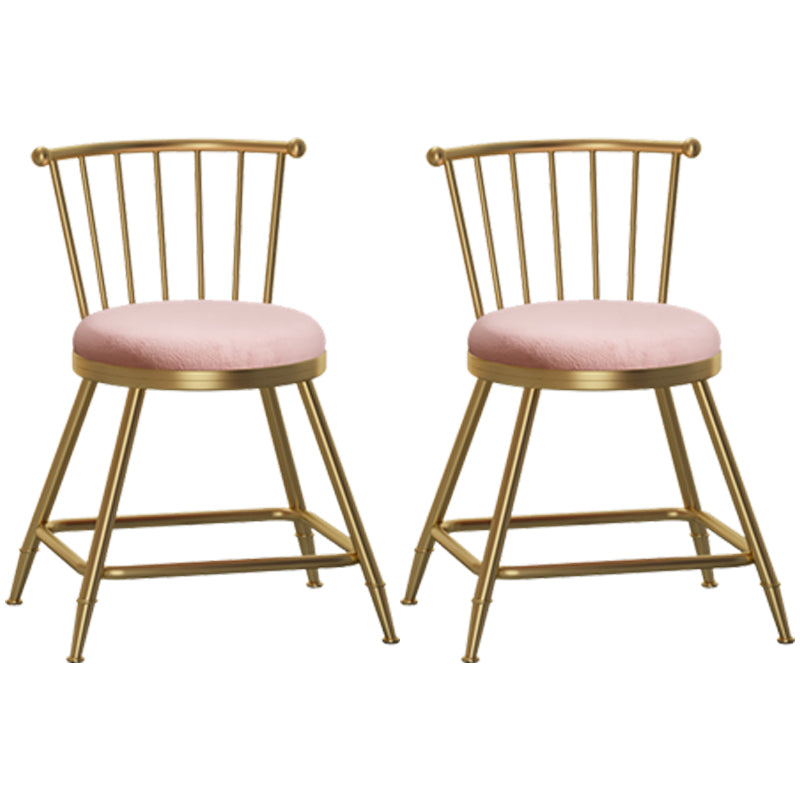 Glam Armless Backrest Counter Stool Steel Milk Tea Shop Bar Stool with Velvet Cushion Pink 2 Piece Set Short Stool(18"H) Clearhalo 'Bar Furniture' 'Bar Stools' 'bar_stools' 'furn' 'furn_bar_stools' 'furniture_bar_stools' 'Kitchen & Dining Furniture' 'kitchen&dining_furn' 'kitchen' 'kitchen_furn' Furniture' 4452577