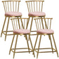 Glam Armless Backrest Counter Stool Steel Milk Tea Shop Bar Stool with Velvet Cushion Pink 4 Piece Set Short Stool(22"H) Clearhalo 'Bar Furniture' 'Bar Stools' 'bar_stools' 'furn' 'furn_bar_stools' 'furniture_bar_stools' 'Kitchen & Dining Furniture' 'kitchen&dining_furn' 'kitchen' 'kitchen_furn' Furniture' 4452578