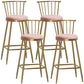 Glam Armless Backrest Counter Stool Steel Milk Tea Shop Bar Stool with Velvet Cushion Pink 4 Piece Set Bar Stool(30"H) Clearhalo 'Bar Furniture' 'Bar Stools' 'bar_stools' 'furn' 'furn_bar_stools' 'furniture_bar_stools' 'Kitchen & Dining Furniture' 'kitchen&dining_furn' 'kitchen' 'kitchen_furn' Furniture' 4452584