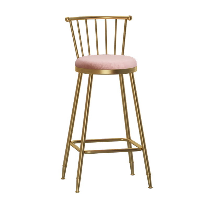 Glam Armless Backrest Counter Stool Steel Milk Tea Shop Bar Stool with Velvet Cushion Pink 1 Piece Bar Stool(30"H) Clearhalo 'Bar Furniture' 'Bar Stools' 'bar_stools' 'furn' 'furn_bar_stools' 'furniture_bar_stools' 'Kitchen & Dining Furniture' 'kitchen&dining_furn' 'kitchen' 'kitchen_furn' Furniture' 4452585