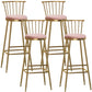 Glam Armless Backrest Counter Stool Steel Milk Tea Shop Bar Stool with Velvet Cushion Pink 4 Piece Set Bar Stool(33"H) Clearhalo 'Bar Furniture' 'Bar Stools' 'bar_stools' 'furn' 'furn_bar_stools' 'furniture_bar_stools' 'Kitchen & Dining Furniture' 'kitchen&dining_furn' 'kitchen' 'kitchen_furn' Furniture' 4452587