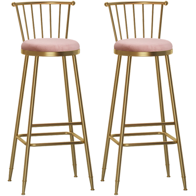Glam Armless Backrest Counter Stool Steel Milk Tea Shop Bar Stool with Velvet Cushion Pink 2 Piece Set Bar Stool(33"H) Clearhalo 'Bar Furniture' 'Bar Stools' 'bar_stools' 'furn' 'furn_bar_stools' 'furniture_bar_stools' 'Kitchen & Dining Furniture' 'kitchen&dining_furn' 'kitchen' 'kitchen_furn' Furniture' 4452589