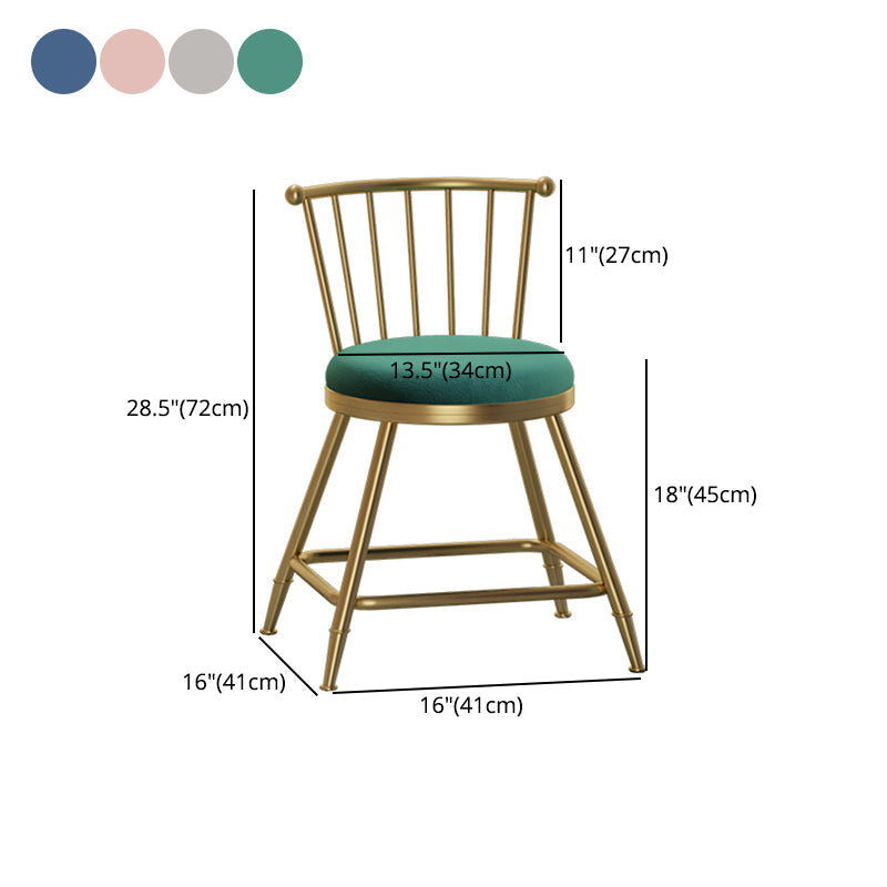 Glam Armless Backrest Counter Stool Steel Milk Tea Shop Bar Stool with Velvet Cushion Clearhalo 'Bar Furniture' 'Bar Stools' 'bar_stools' 'furn' 'furn_bar_stools' 'furniture_bar_stools' 'Kitchen & Dining Furniture' 'kitchen&dining_furn' 'kitchen' 'kitchen_furn' Furniture' 4452590